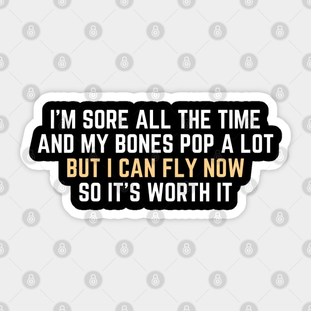 Aerialist - I'm Sore All The Time And My Bones Pop A Lot But I Can Fly Now Worth It Sticker by DnlDesigns